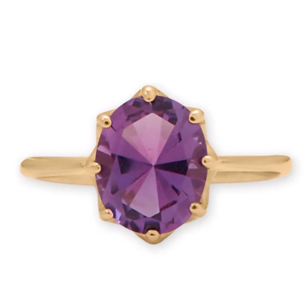14KT GOLD PRECISION CUT AMETHYST RING